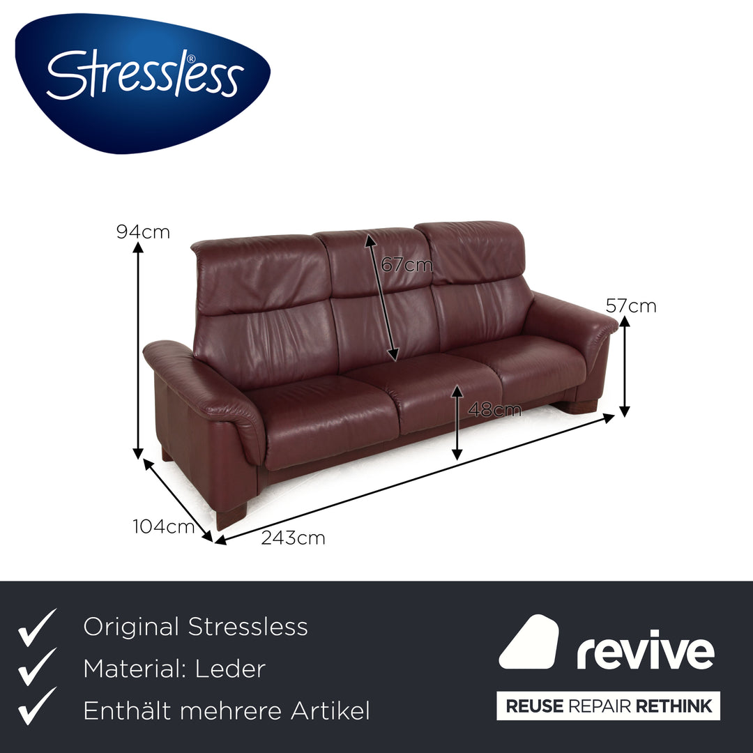Stressless Paradise Leder Sofa Garnitur Rot Braun Zweisitzer Dreisitzer Couch manuelle Funktion