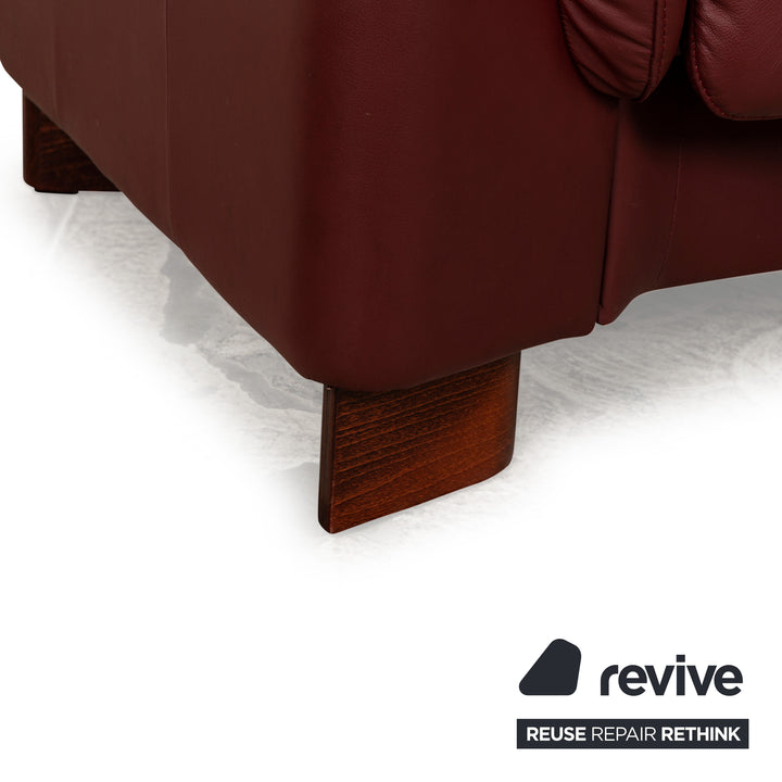 Ensemble de canapés en cuir Stressless Paradise rouge, canapé, fauteuil trois places, tabouret, fonction manuelle