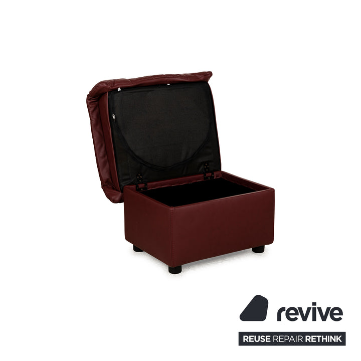 Stressless Paradise Leder Sofa Garnitur Rot Sofa Couch Dreisitzer Sessel Hocker manuelle Funktion