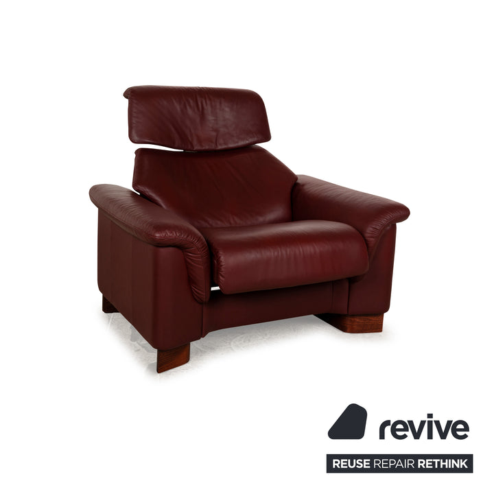 Stressless Paradise Leather Sofa Set Red Sofa Couch Three-seater Armchair Stool Manual Function