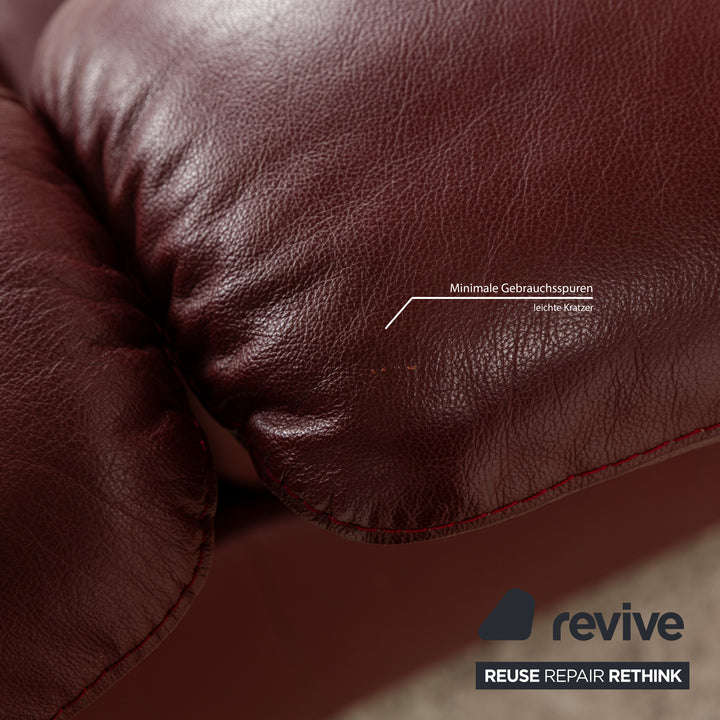 Stressless Paradise Leather Sofa Set Red Sofa Couch Three-seater Armchair Stool Manual Function