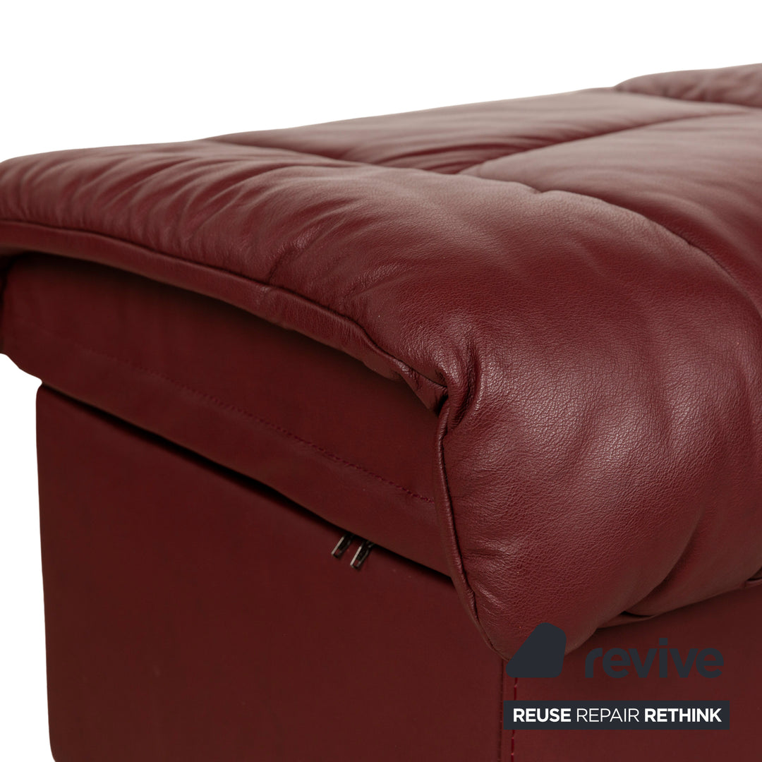 Ensemble de canapés en cuir Stressless Paradise rouge, canapé, fauteuil trois places, tabouret, fonction manuelle