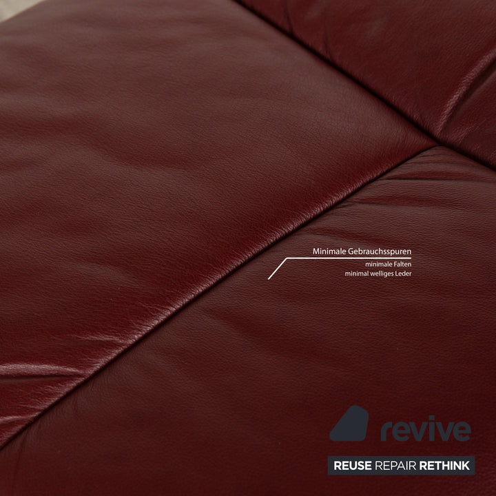 Stressless Paradise Leather Sofa Set Red Sofa Couch Three-seater Armchair Stool Manual Function