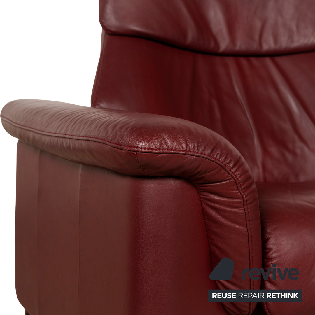 Ensemble de canapés en cuir Stressless Paradise rouge, canapé, fauteuil trois places, tabouret, fonction manuelle
