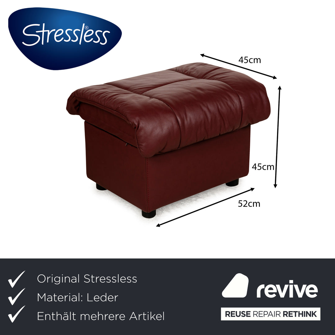 Stressless Paradise Leder Sofa Garnitur Rot Sofa Couch Dreisitzer Sessel Hocker manuelle Funktion