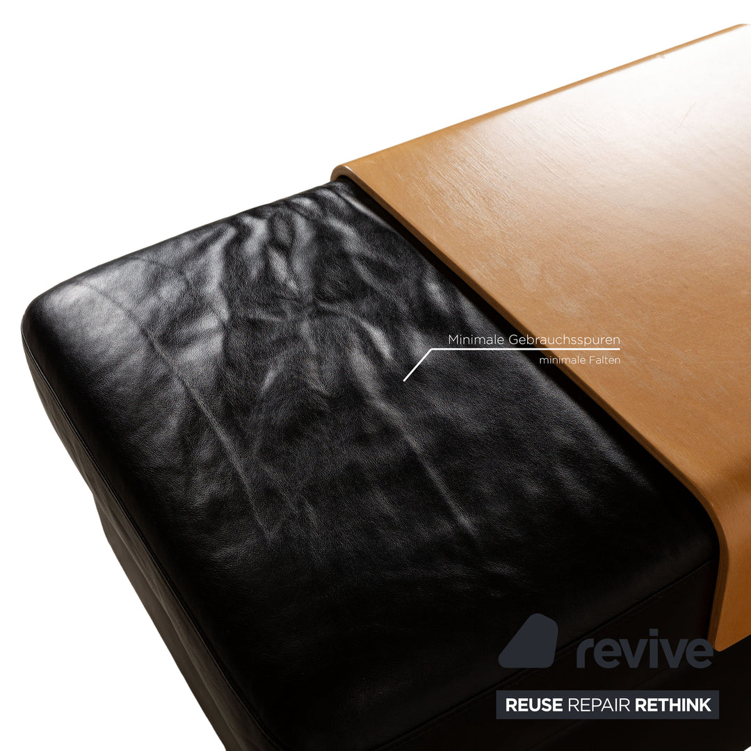 Stressless Paradise Leder Sofa Garnitur Schwarz Hocker Dreisitzer Couch