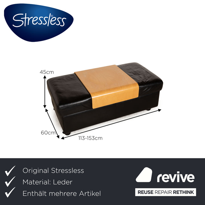 Stressless Paradise Leder Sofa Garnitur Schwarz Hocker Dreisitzer Couch