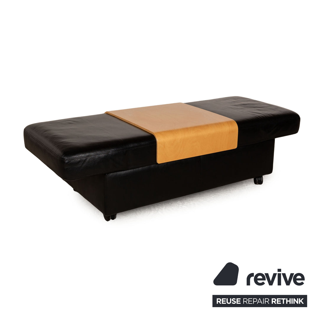Stressless Paradise Leder Sofa Garnitur Schwarz Hocker Dreisitzer Couch