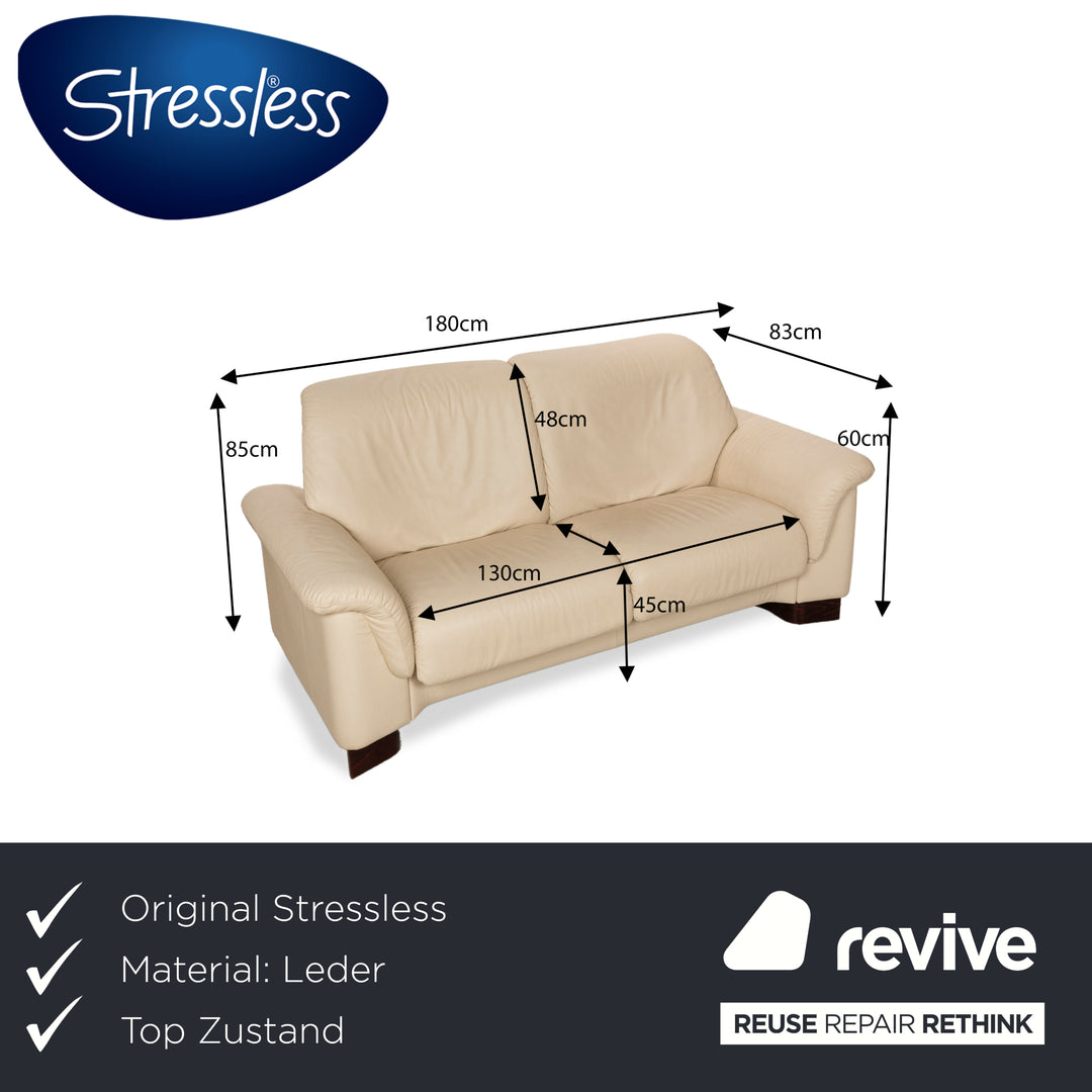 Stressless Paradise Leather Two Seater Beige Manual Function Sofa Couch