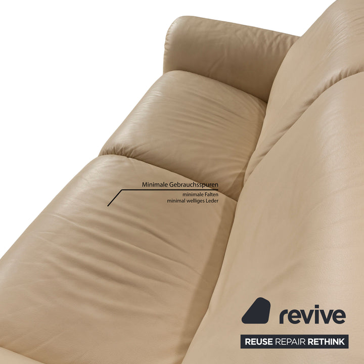 Stressless Paradise Leather Two Seater Beige Manual Function Sofa Couch