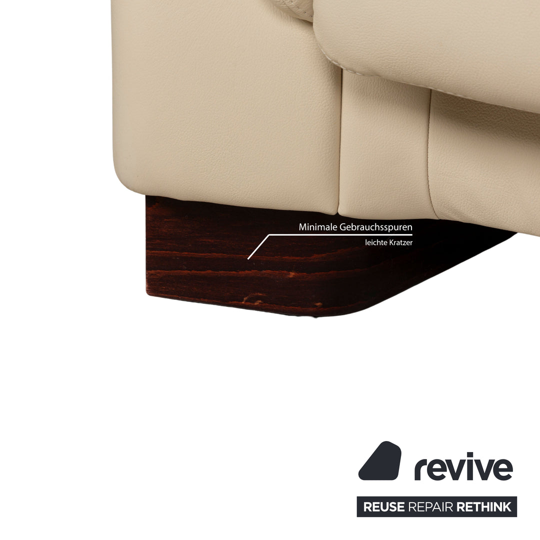 Stressless Paradise Leather Two Seater Beige Manual Function Sofa Couch
