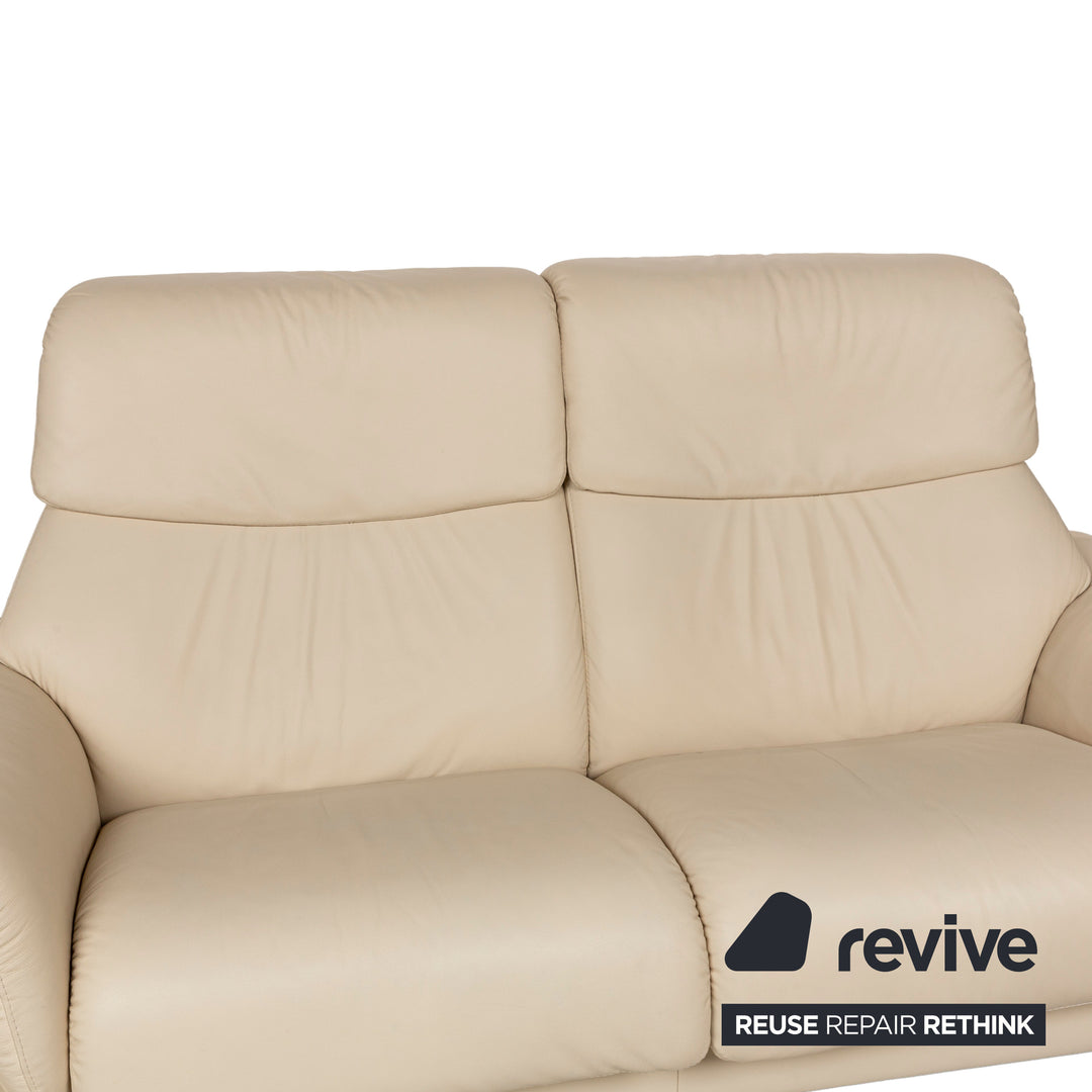 Stressless Paradise Leather Two Seater Beige Manual Function Sofa Couch