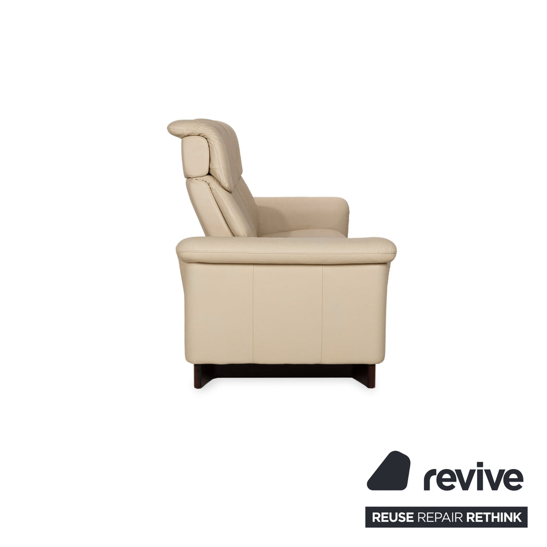 Stressless Paradise Leather Two Seater Beige Manual Function Sofa Couch