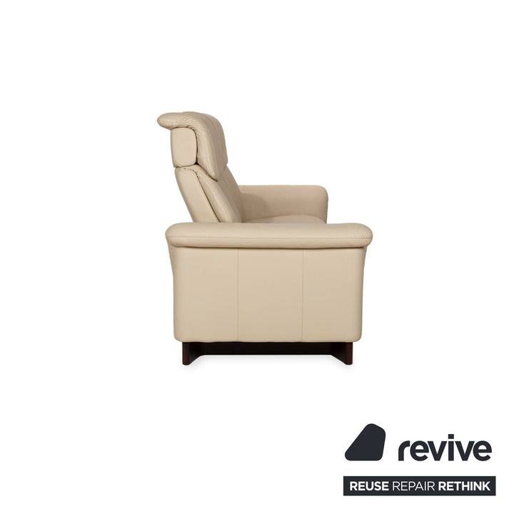 Stressless Paradise Leather Two Seater Beige Manual Function Sofa Couch