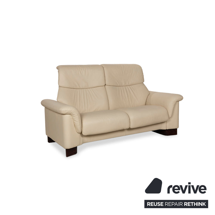 Stressless Paradise Leather Two Seater Beige Manual Function Sofa Couch
