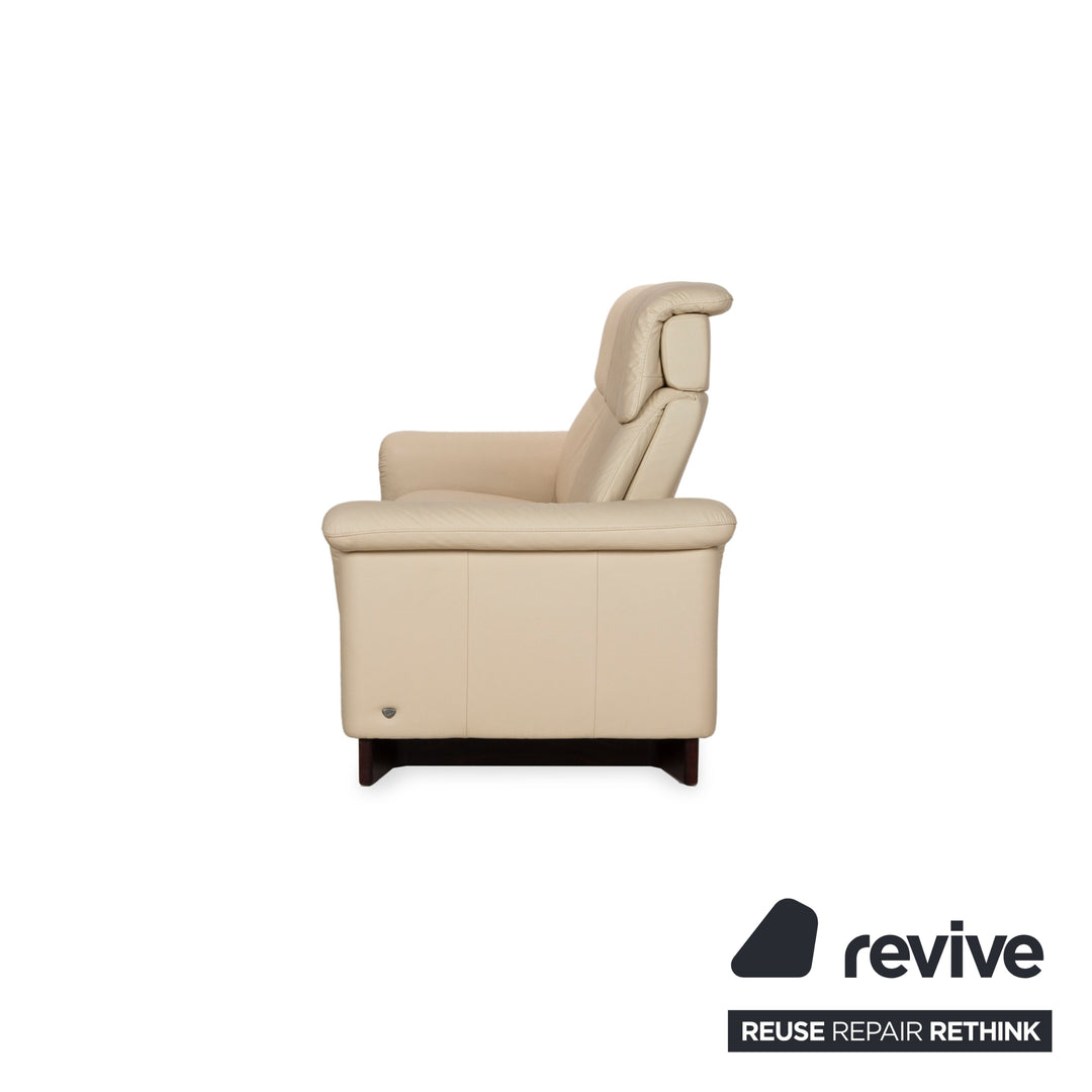 Stressless Paradise Leather Two Seater Beige Manual Function Sofa Couch