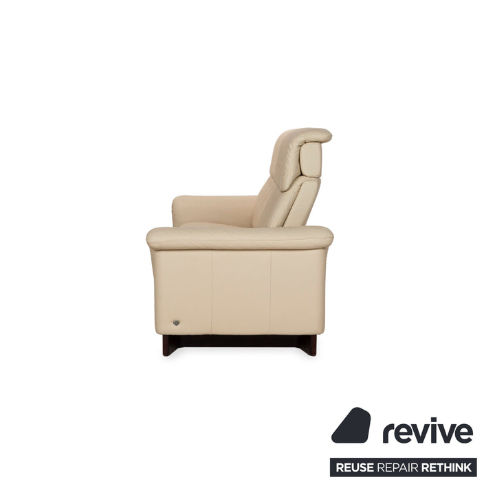 Stressless Paradise Leather Two Seater Beige Manual Function Sofa Couch