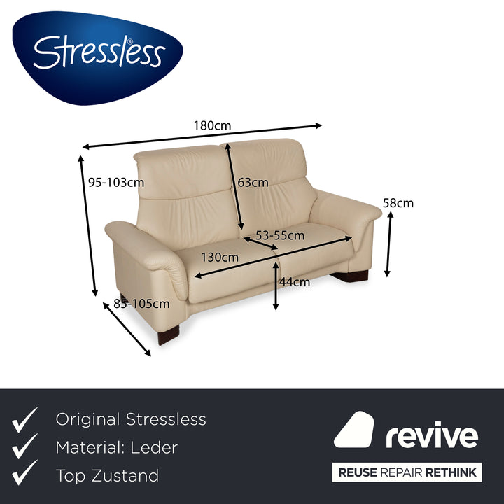 Stressless Paradise Leather Two Seater Beige Manual Function Sofa Couch