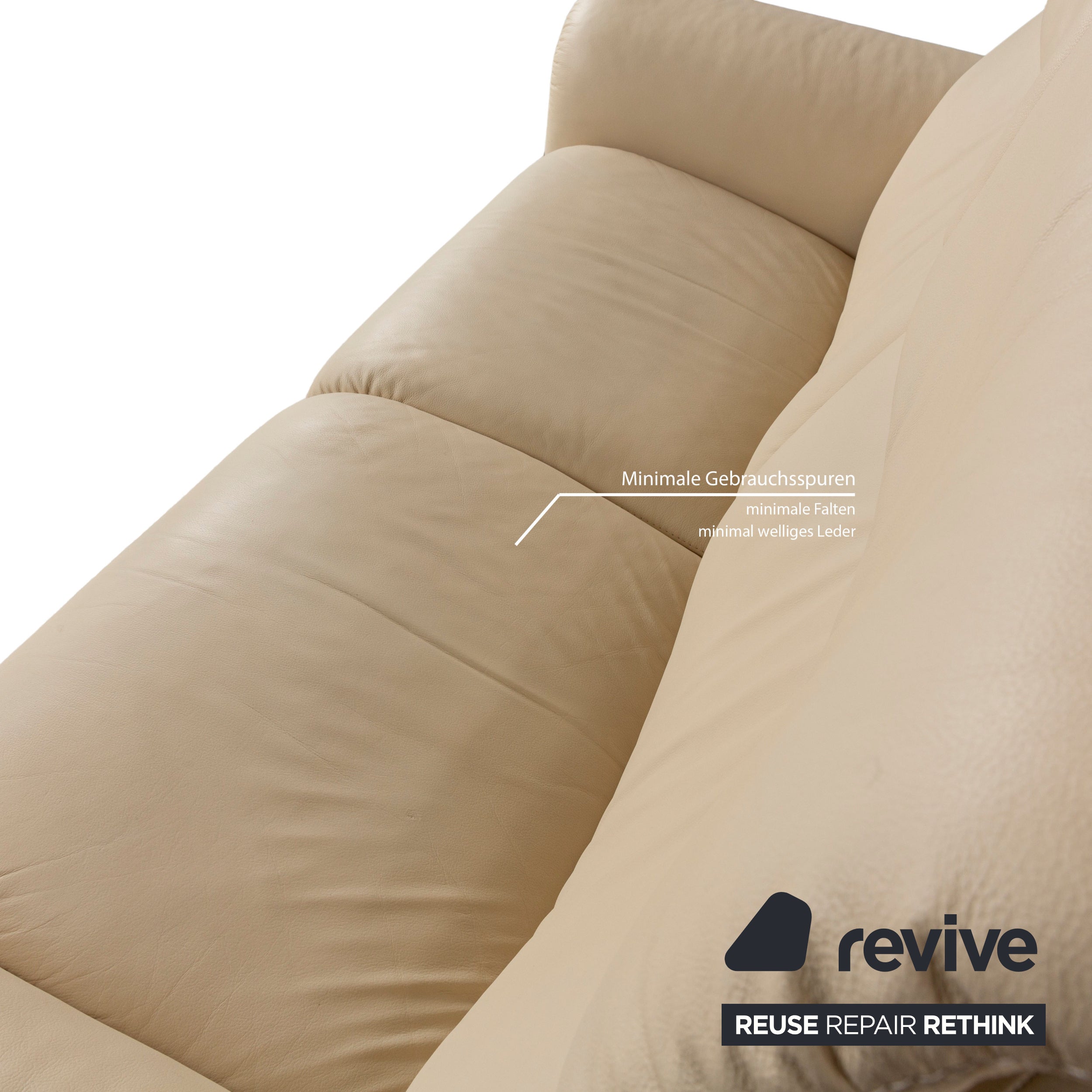Stressless Paradise Leather Two Seater Beige Manual Function Sofa Couch