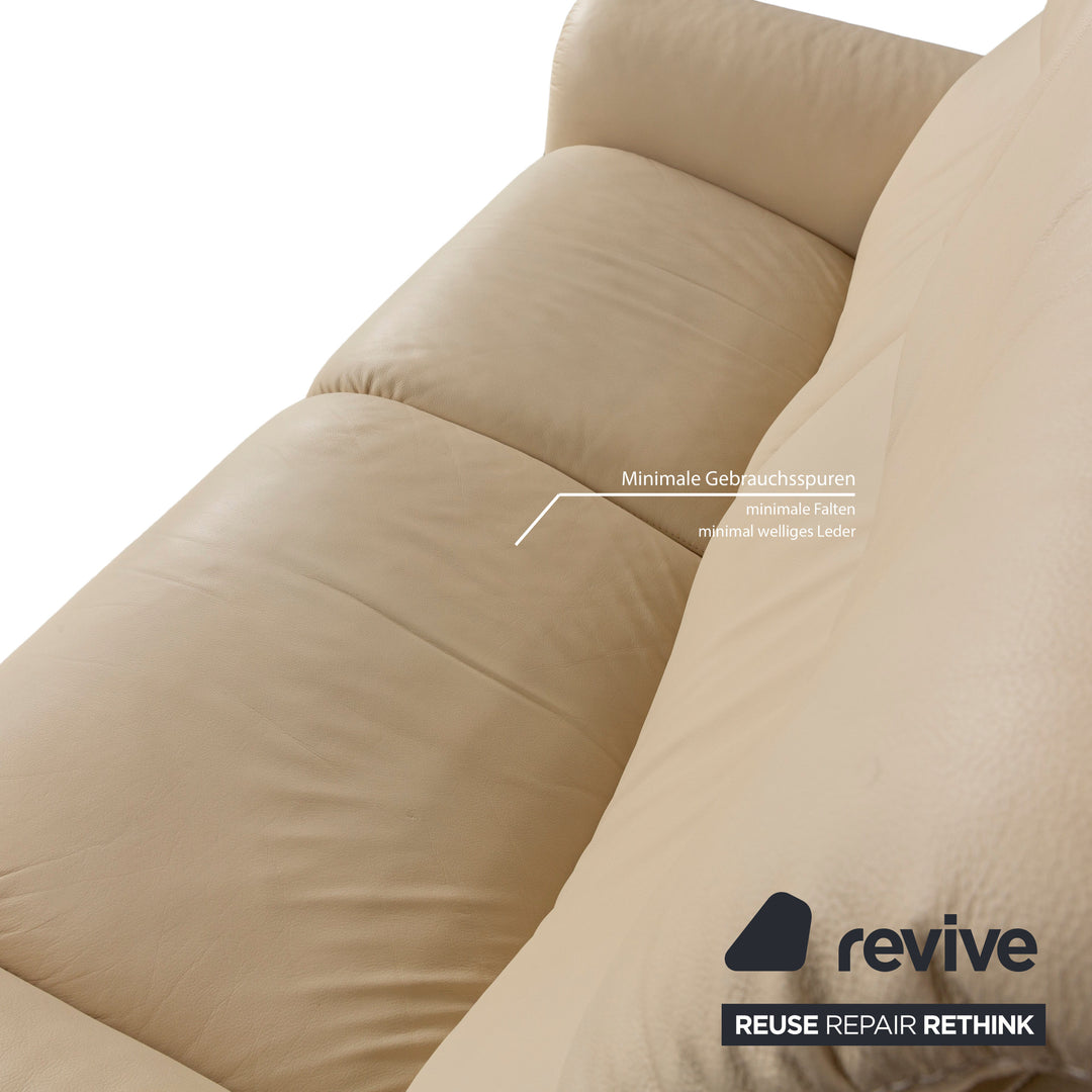 Stressless Paradise Leather Two Seater Beige Manual Function Sofa Couch