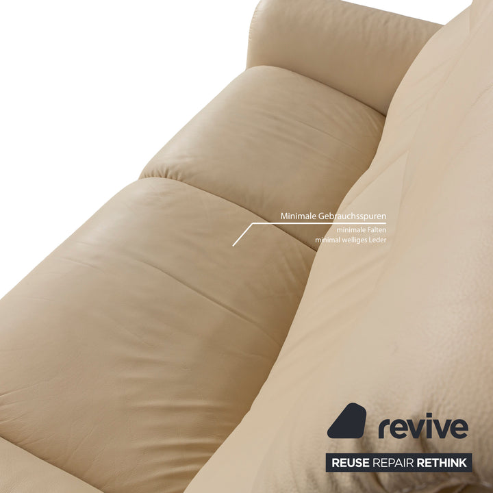 Stressless Paradise Leather Two Seater Beige Manual Function Sofa Couch