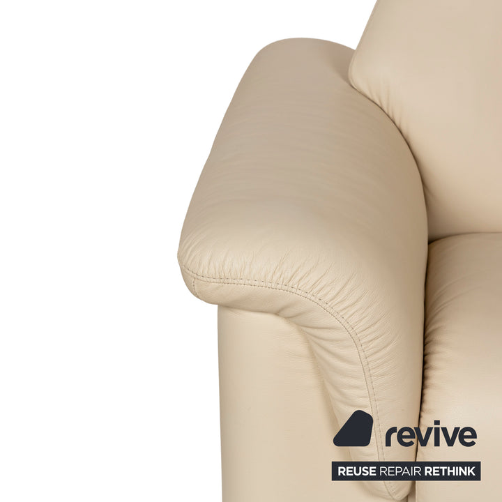 Stressless Paradise Leather Two Seater Beige Manual Function Sofa Couch