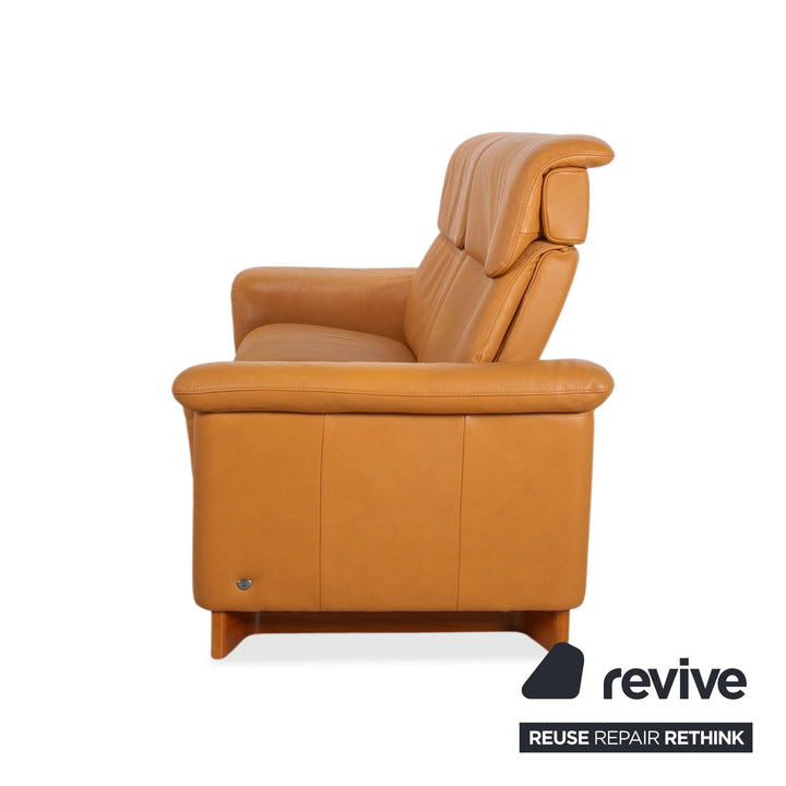 Stressless Paradise Leather Two-Seater Orange Cognac Light Brown Reclining Function