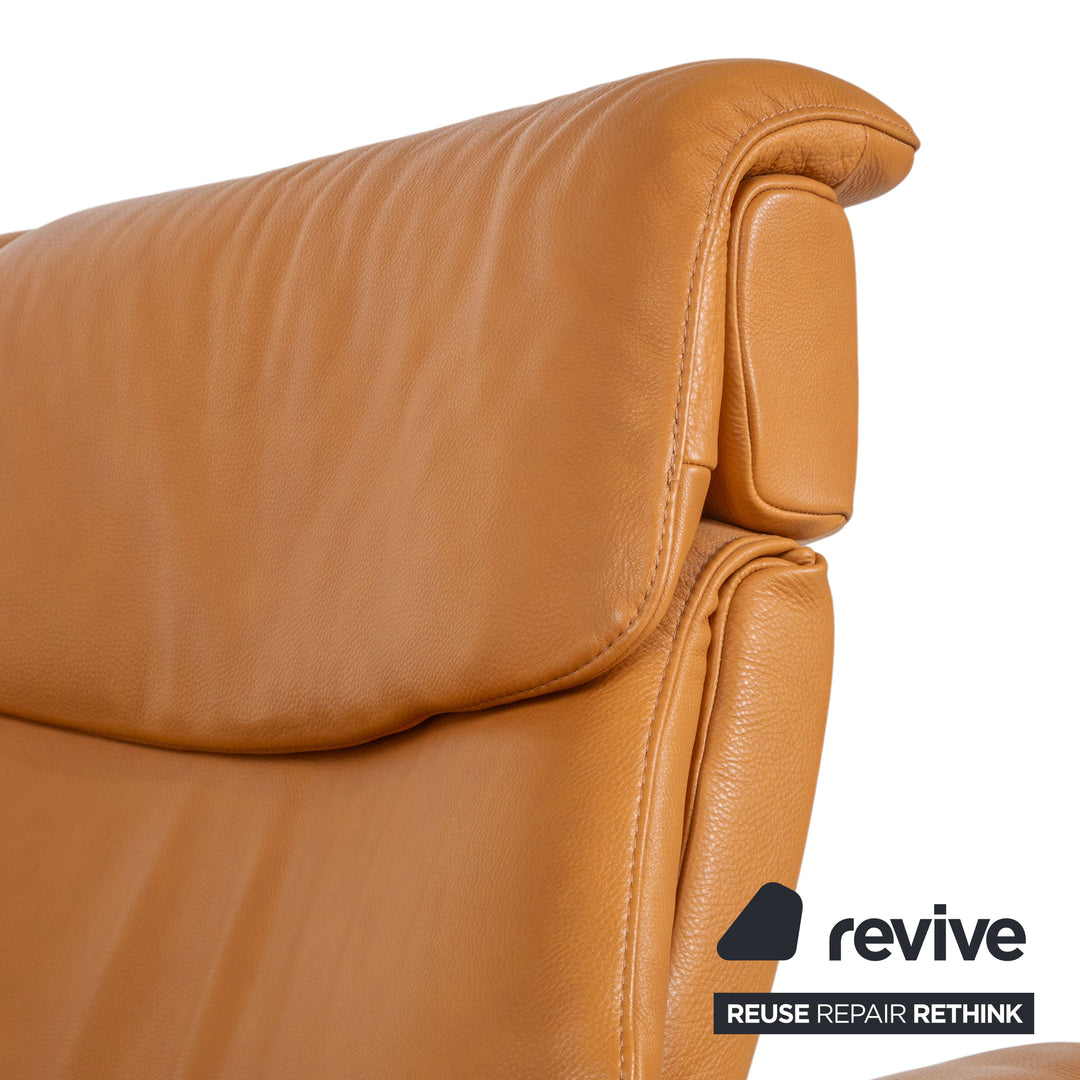 Stressless Paradise Leather Two-Seater Orange Cognac Light Brown Reclining Function