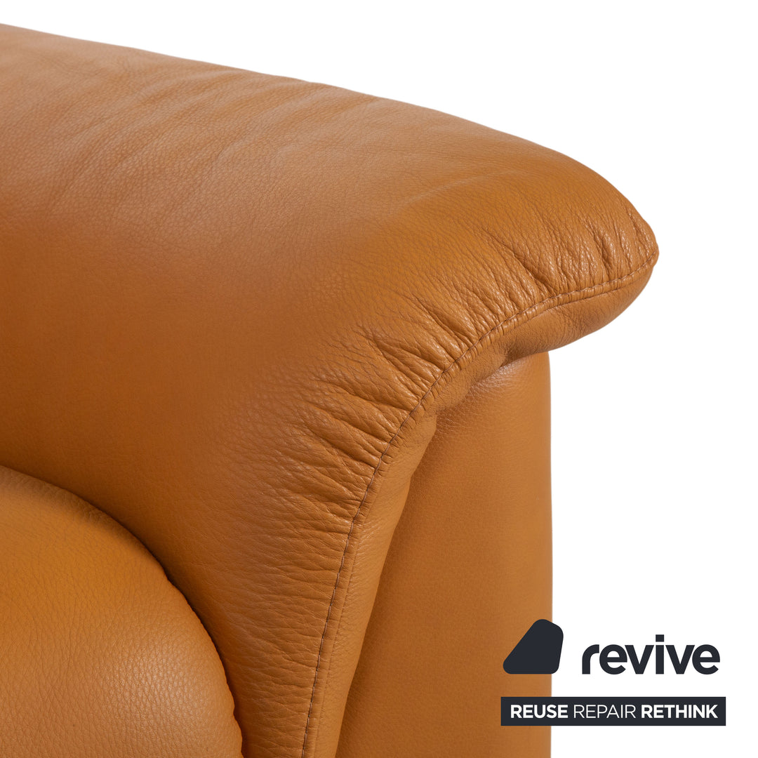 Stressless Paradise Leather Two-Seater Orange Cognac Light Brown Reclining Function