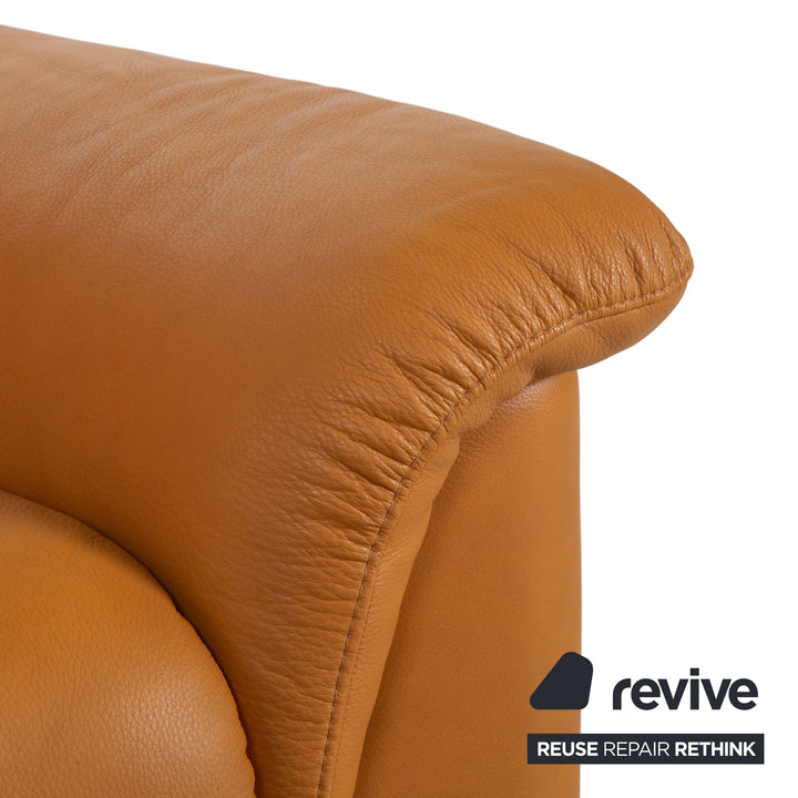 Stressless Paradise Leather Two-Seater Orange Cognac Light Brown Reclining Function