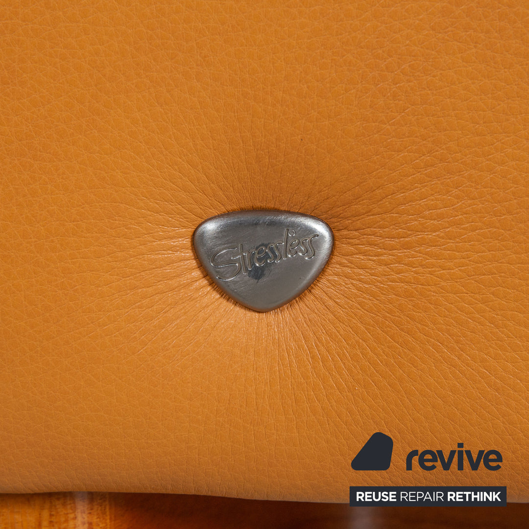 Stressless Paradise Leather Two-Seater Orange Cognac Light Brown Reclining Function