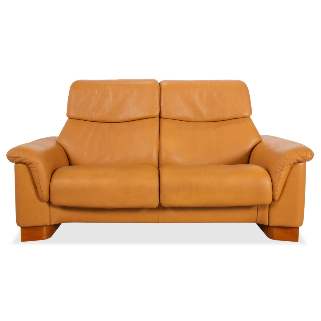 Stressless Paradise Leather Two-Seater Orange Cognac Light Brown Reclining Function