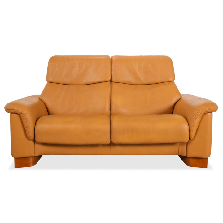Stressless Paradise Leather Two-Seater Orange Cognac Light Brown Reclining Function