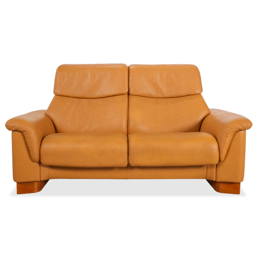 Stressless Paradise Leather Two-Seater Orange Cognac Light Brown Reclining Function