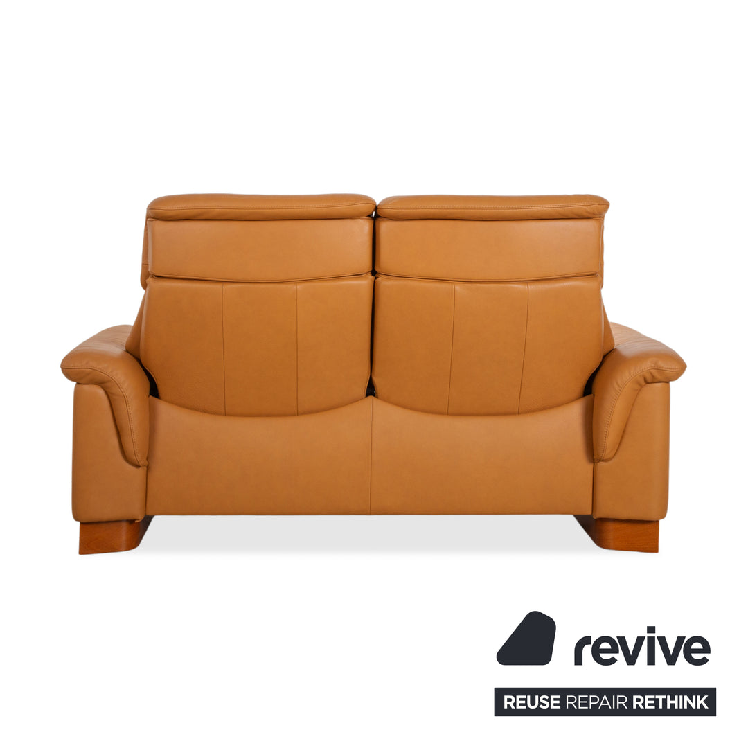 Stressless Paradise Leather Two-Seater & Ottoman Orange Cognac Light Brown Manual Function Reclining Function