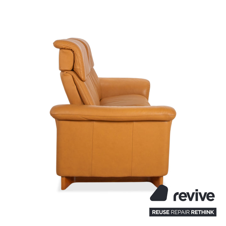Stressless Paradise Leather Two-Seater & Ottoman Orange Cognac Light Brown Manual Function Reclining Function