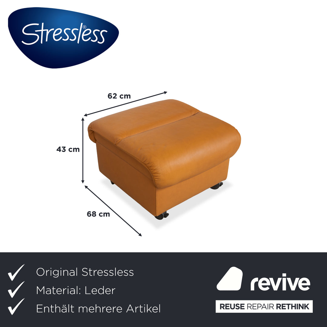 Stressless Paradise Leather Two-Seater & Ottoman Orange Cognac Light Brown Manual Function Reclining Function