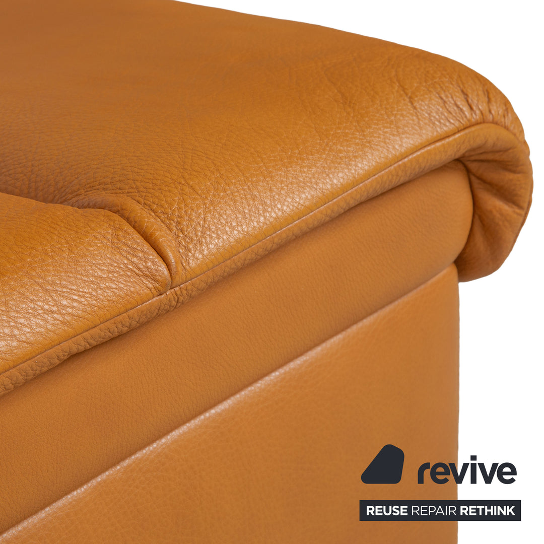 Stressless Paradise Leather Two-Seater & Ottoman Orange Cognac Light Brown Manual Function Reclining Function