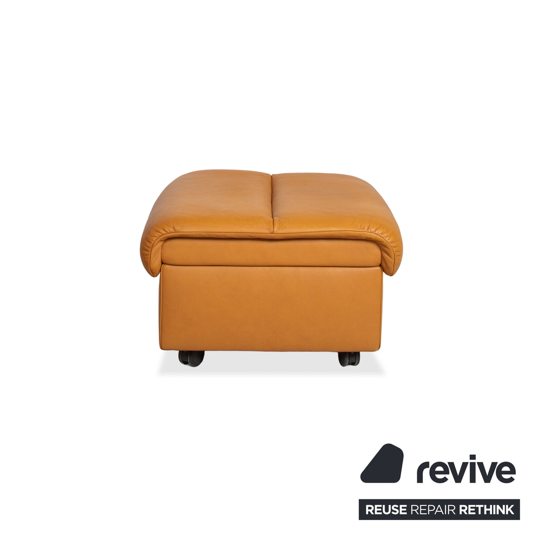 Stressless Paradise Leather Two-Seater & Ottoman Orange Cognac Light Brown Manual Function Reclining Function