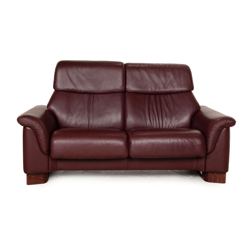 Stressless Paradise Leather Two Seater Red Brown Sofa Couch Manual Function