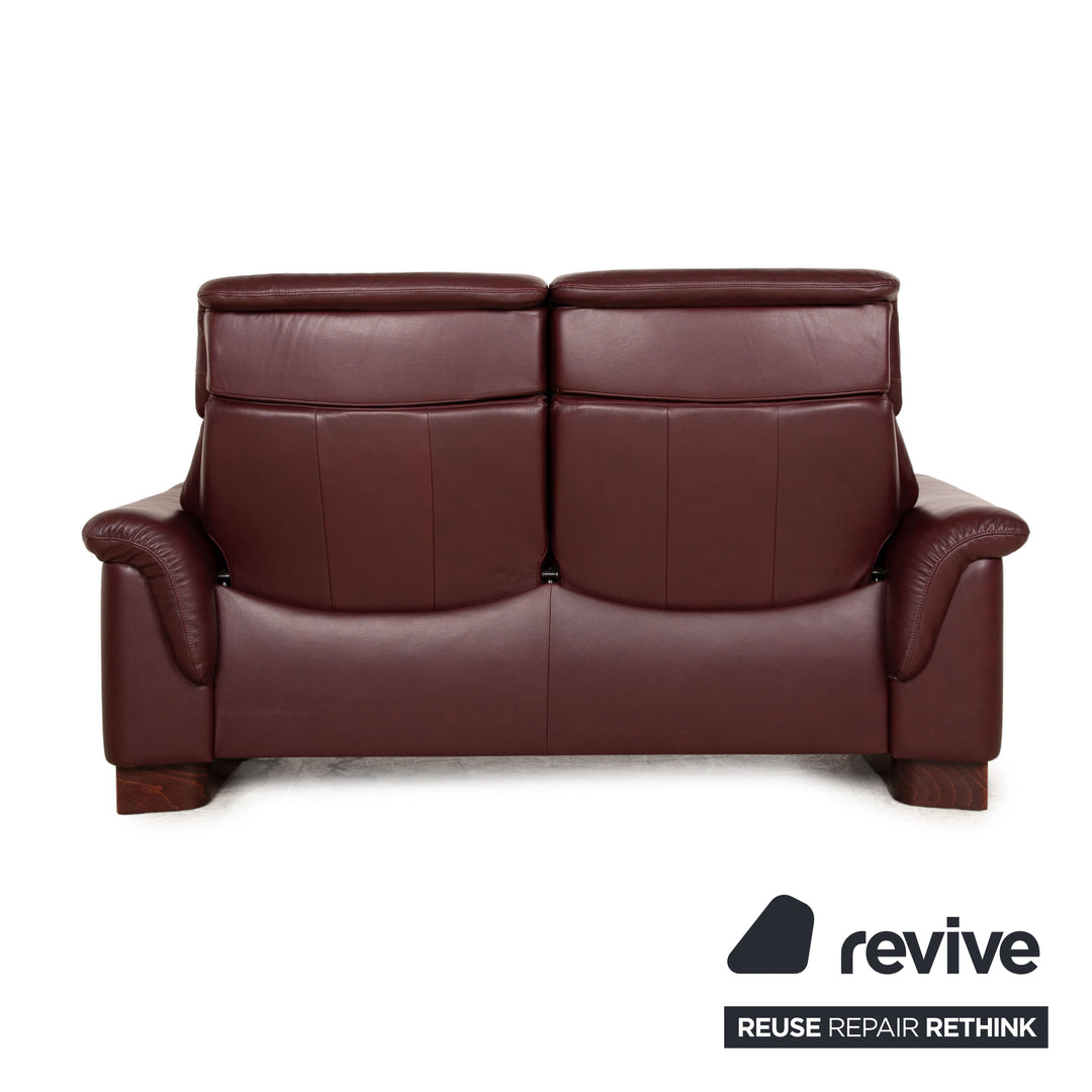 Stressless Paradise Leather Two Seater Red Brown Sofa Couch Manual Function