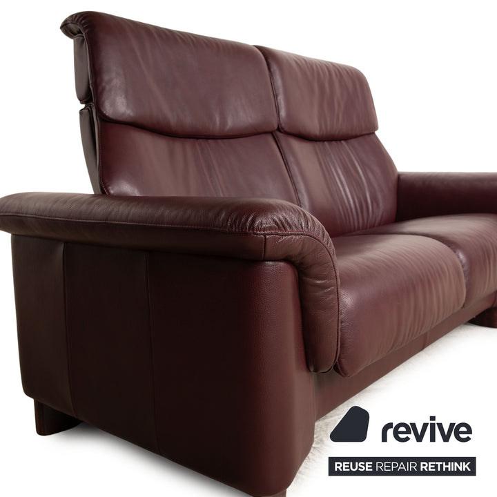 Stressless Paradise Leather Two Seater Red Brown Sofa Couch Manual Function