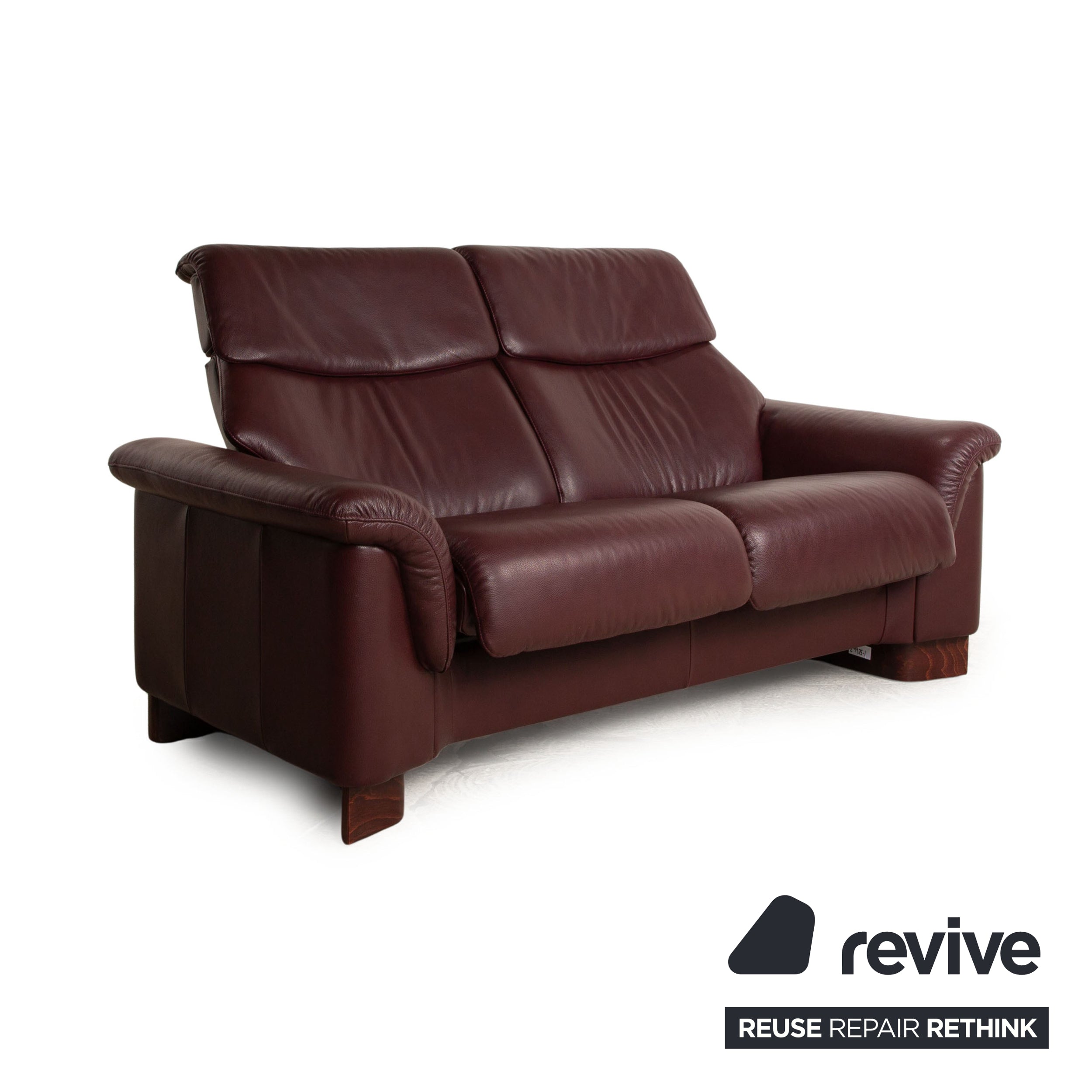 Stressless Paradise Leather Two Seater Red Brown Sofa Couch Manual Function