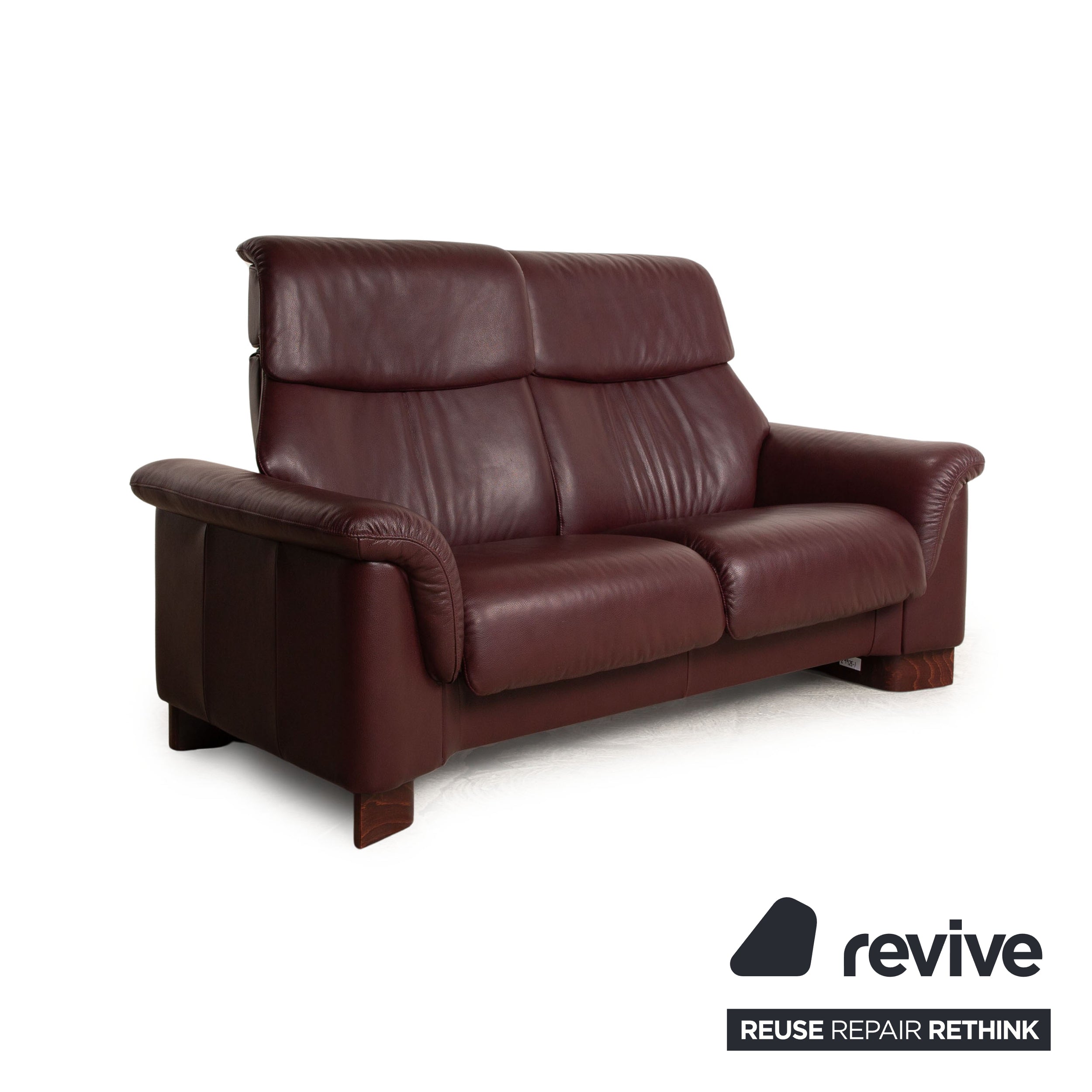 Stressless Paradise Leather Two Seater Red Brown Sofa Couch Manual Function