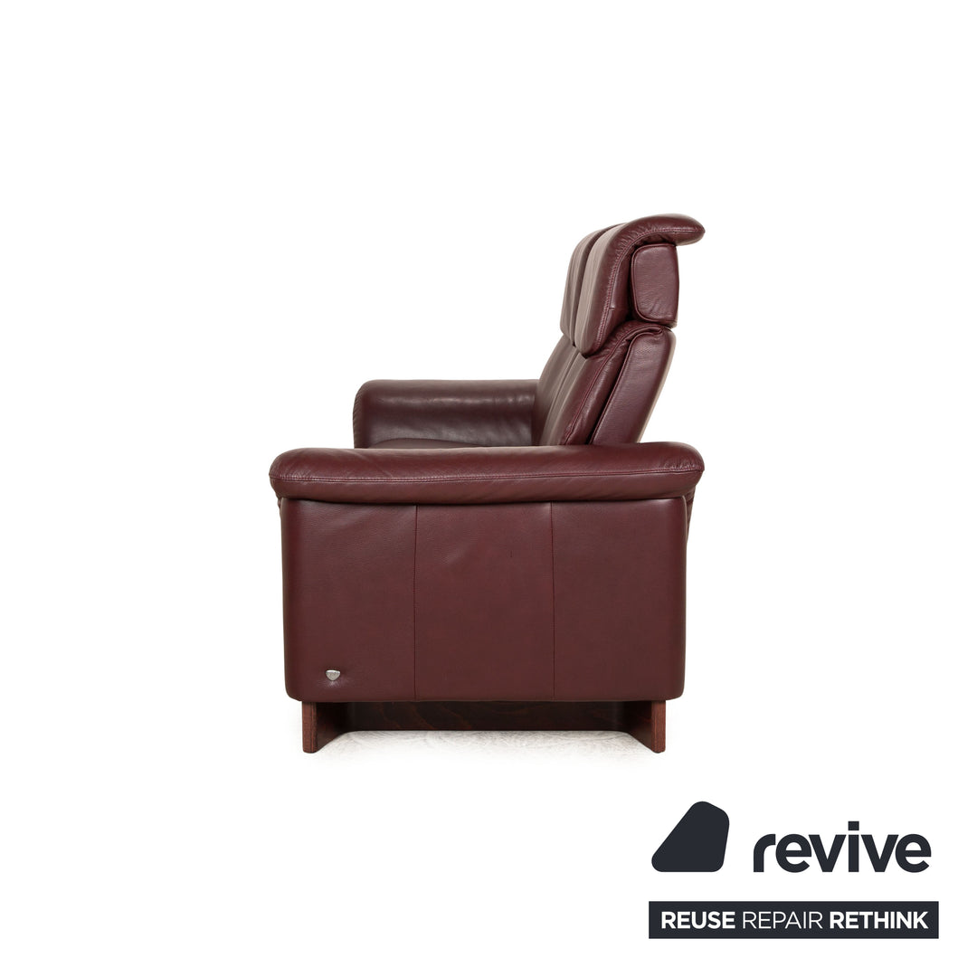 Stressless Paradise Leather Two Seater Red Brown Sofa Couch Manual Function