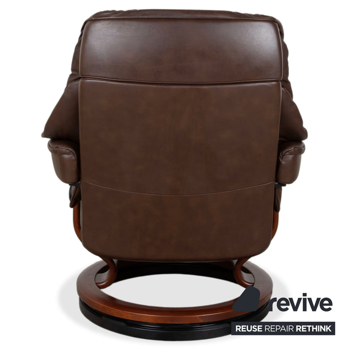 Stressless Reno Leder Holz Sessel inkl. Hocker Braun Kastanie Relaxfunktion