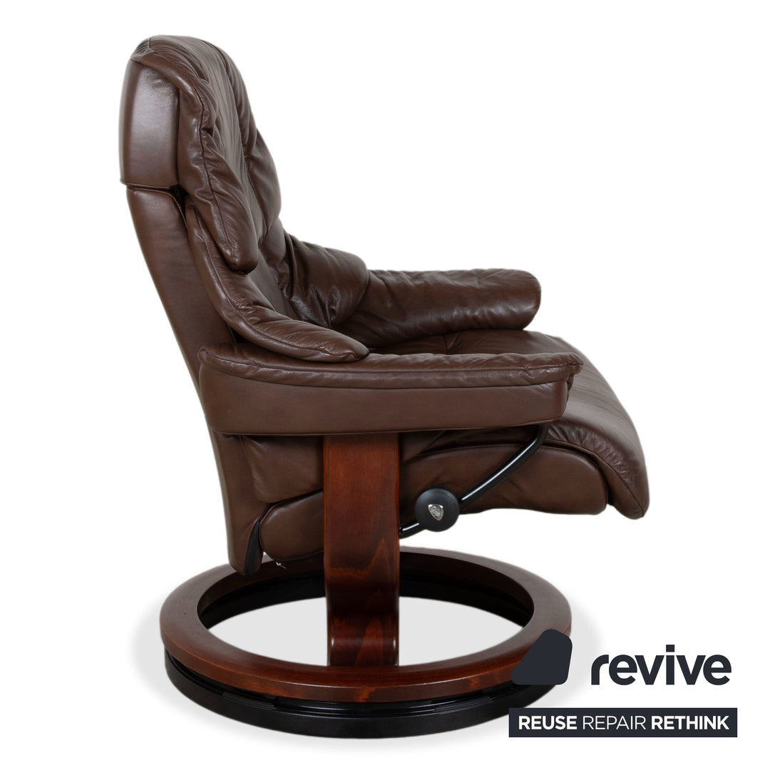 Stressless Reno Leder Holz Sessel inkl. Hocker Braun Kastanie Relaxfunktion