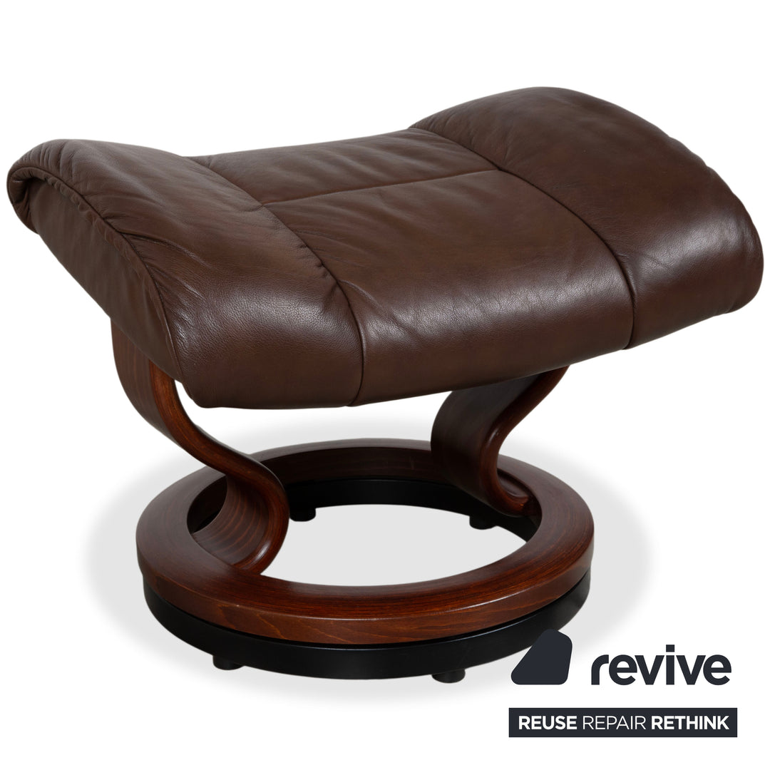 Stressless Reno Leder Holz Sessel inkl. Hocker Braun Kastanie Relaxfunktion