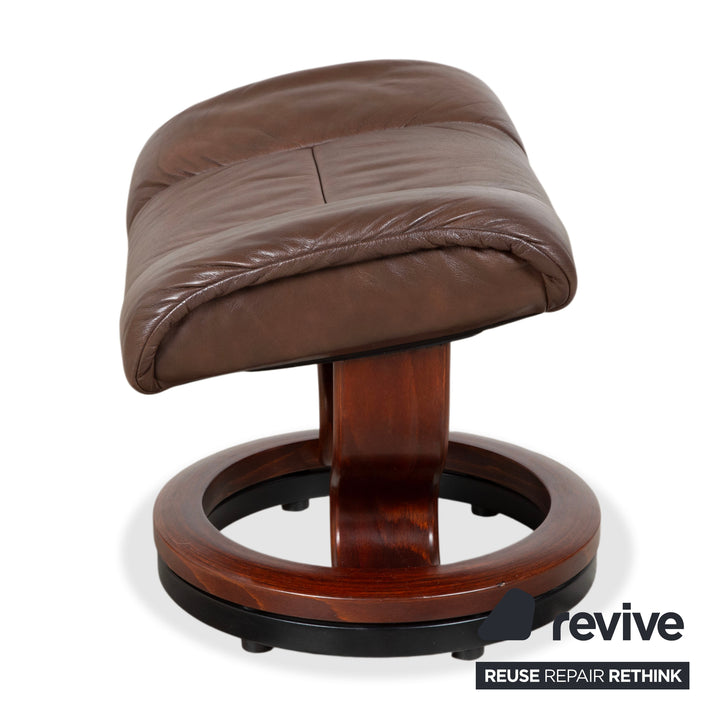 Stressless Reno Leder Holz Sessel inkl. Hocker Braun Kastanie Relaxfunktion