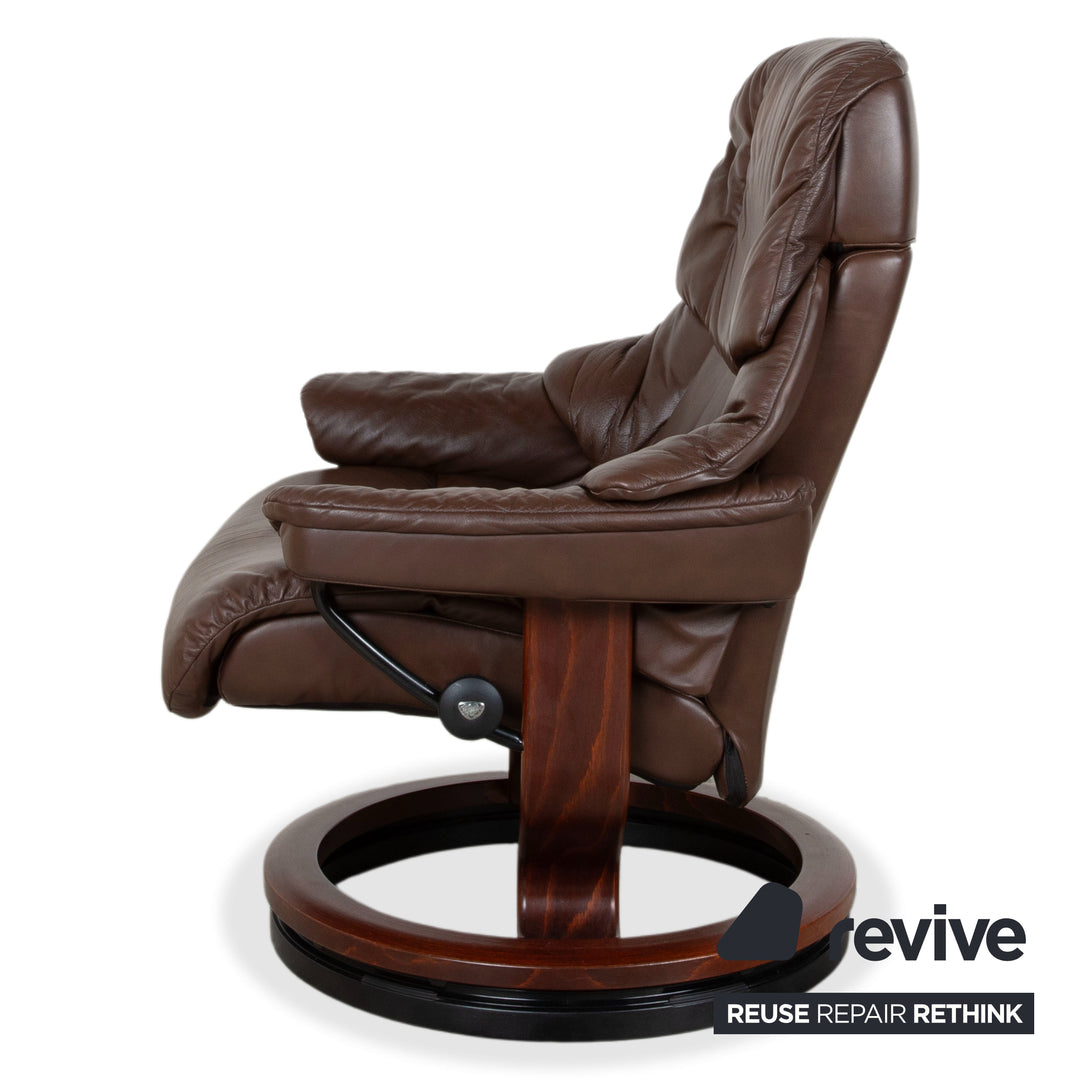 Stressless Reno Leder Holz Sessel inkl. Hocker Braun Kastanie Relaxfunktion